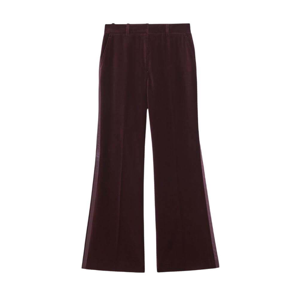 REISS Elia Velvet Tuxedo-Stripe Flared Trousers